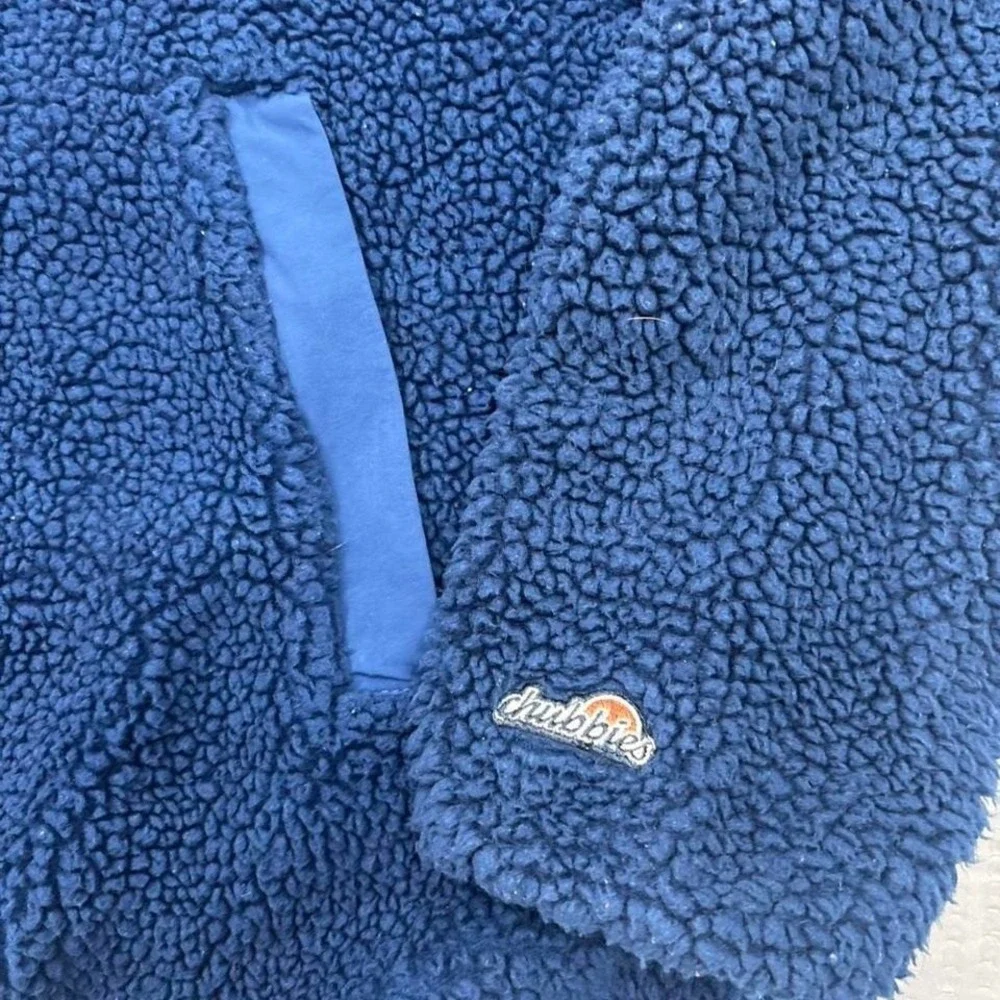 Chubbies Sherpa‎ Fleece Pullover Mens XL Blue Retro Stripe Snap Button 0206